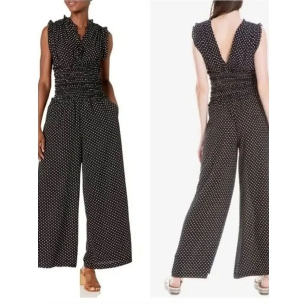 Max Studio Ruffled Dotted Jumpsuit